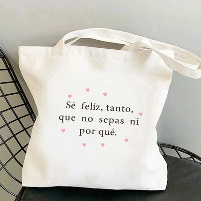 Spanish Women Shoulder Bag Graphic Harajuku Shopper Bags Large Capacity Canvas Tote Handbag No Zipper Eco Casual Girl Handbags