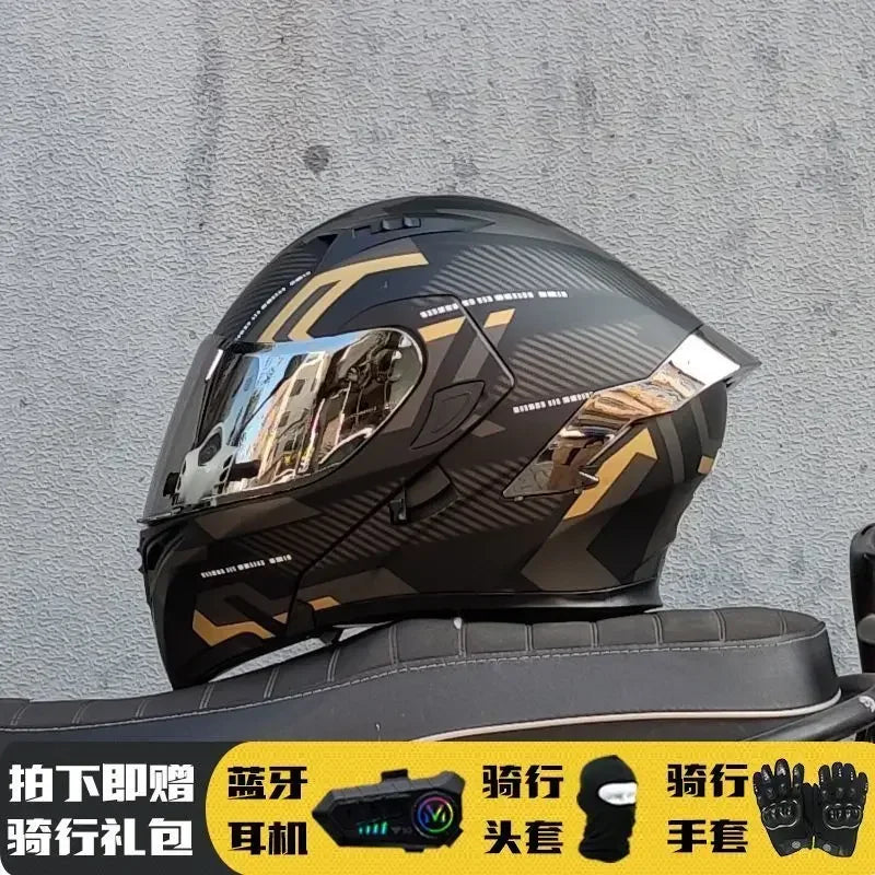Motorcycle Helmet Full Face Racing Motorbike Helmet with Double Sun Visor Women Man Flip Up Moto Helmets Capacete De Moto