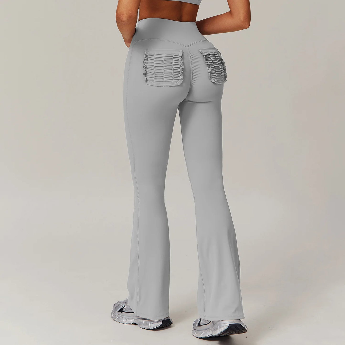 High Waist Hip Lift Naked Yoga Pants Running Fitness Wide Leg Flared Pants Casual Sports Pants Leggings Sport Women Fitness