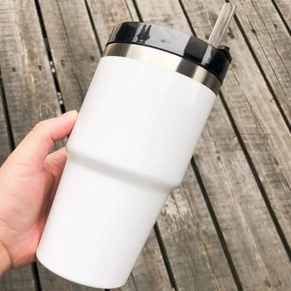 20OZ 304 Stainless Steel Insulated Cup Large Capacity Straw Coffee Travel Cup Cold and Heat Keeping Car Cup Thermos Tumbler