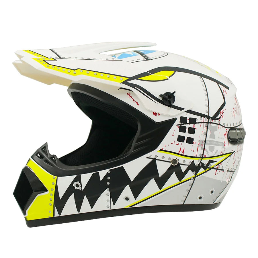 Motocross and Off-Road Helmet Set - Extreme Youth Challenge Full Helmet, Goggles, Gloves, and Protective Gear