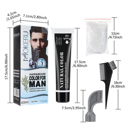Hair Dye Cream Black Beard Dye Cream For Men Permanent Plant Beard Dye Shampoo Fast Cover White Grey Beard Hair Care