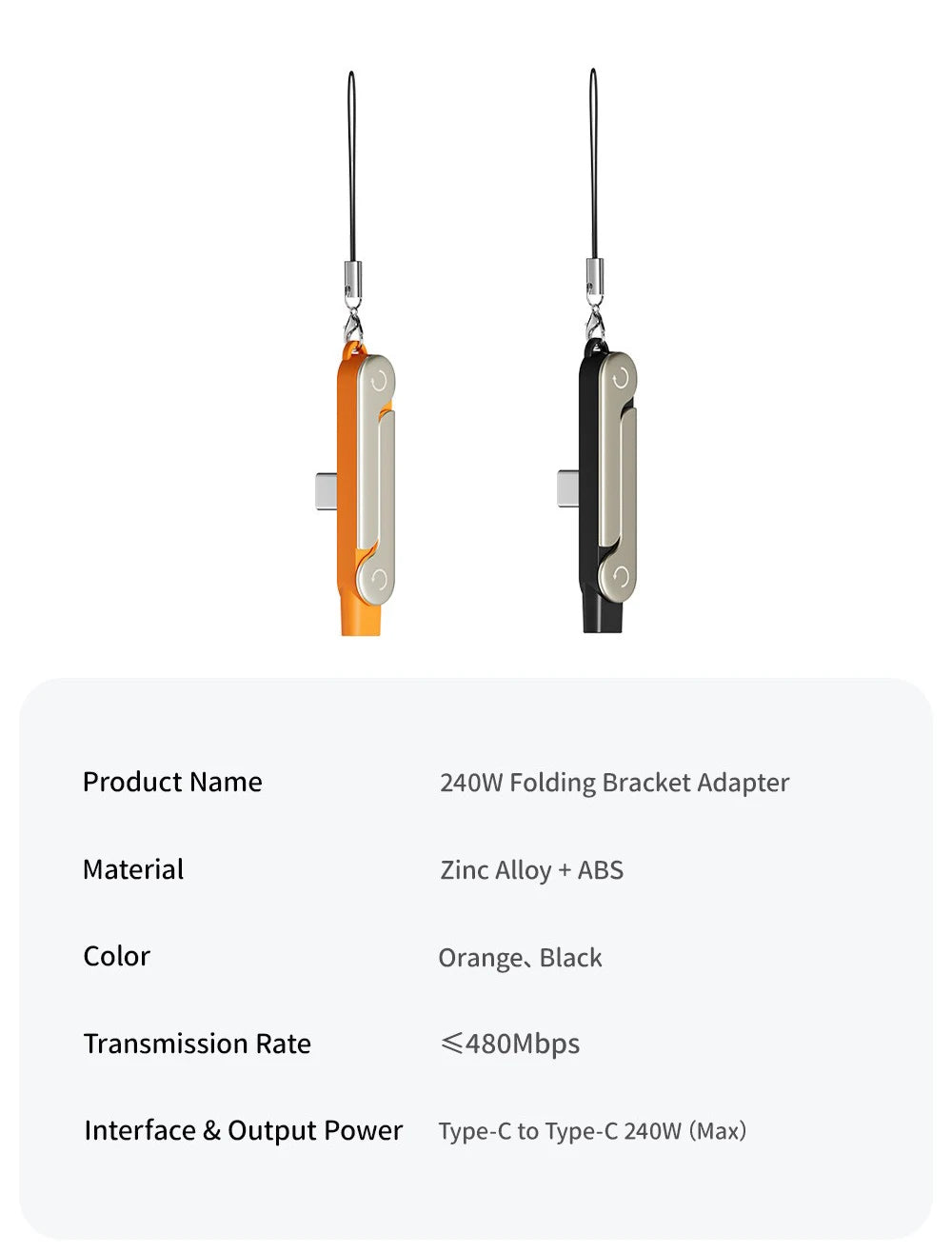 2-IN-1 Type-C Cable Foldable Mobile Phone Holder 240W Fast Charging Data Cable USB C TO USB C Phone Charge Bracket Dual PD cable