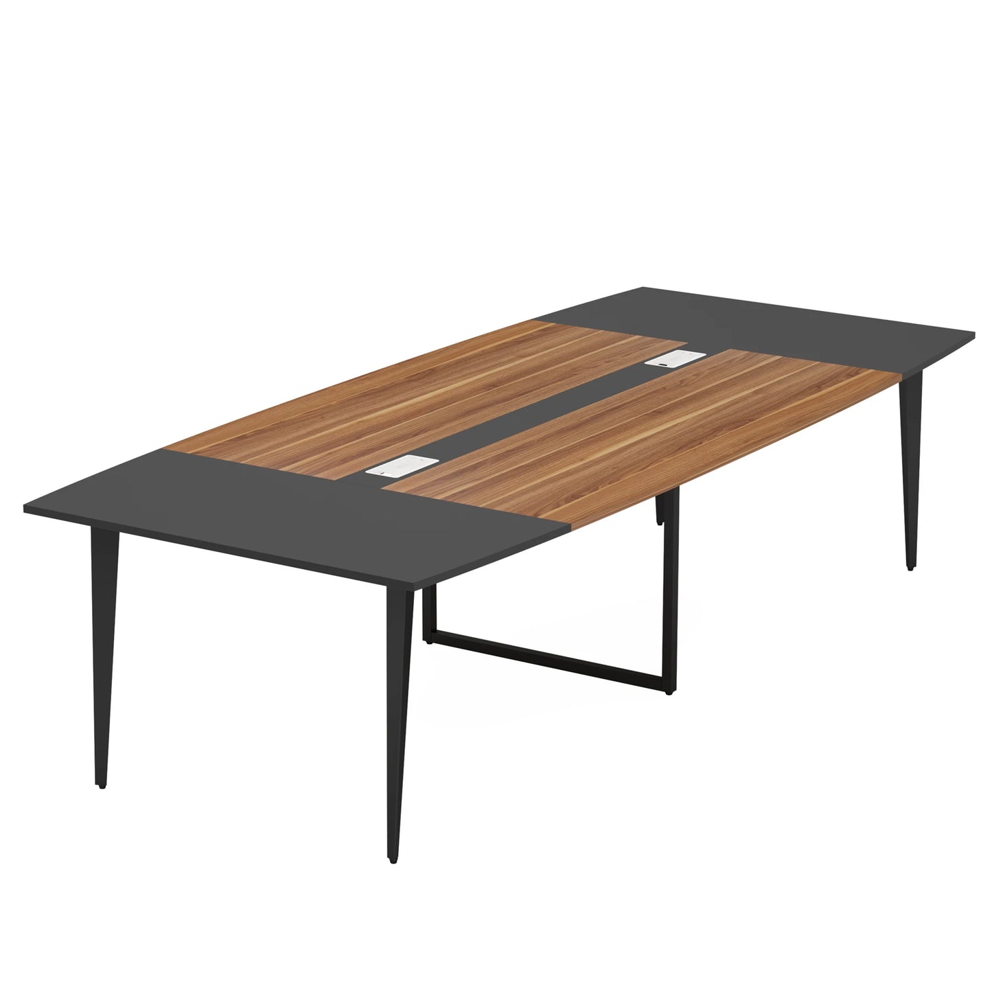 Tribesigns 8FT Conference Table, 94.48L x 47.24W x 29.52H Inches Boat Shaped Meeting Table with Rectangle Grommet