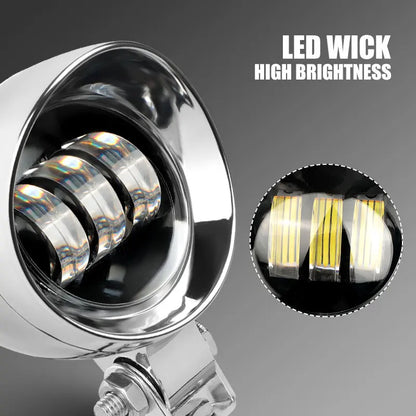 Motorcycle LED Spot Driving Light Dual Color Headlight Auxiliary Spotlight Lamp ATV Scooter Moto Fog Light for Honda Kawasaki