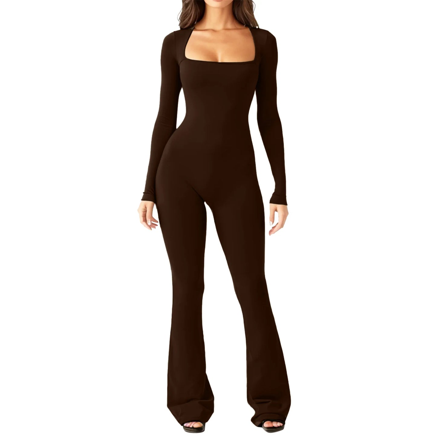 New Popular Women Wide Leg Yoga Bodysuit Outfit One Piece Gym Fitness High Quality Sport Long Sleeve Plus Size Jumpsuit