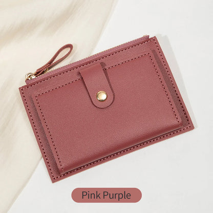 Minimalist and Fashionable Women's Short Card Bag Ultra-Thin Mini PU Leather Zero Wallet Women's Credit Card Holder Wallet