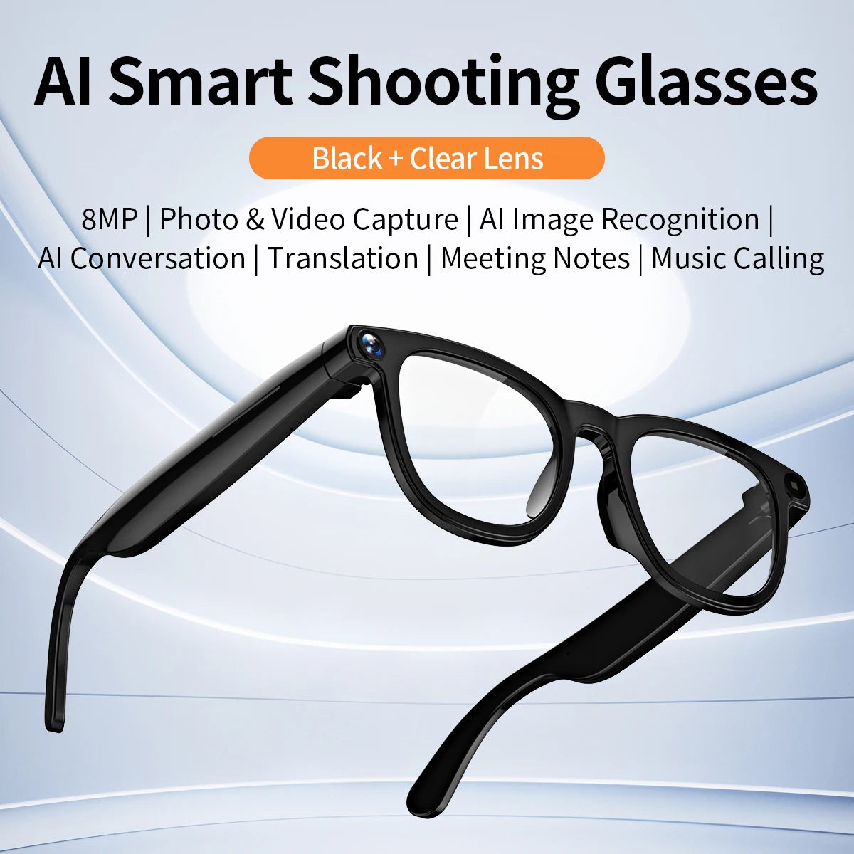 V3 AI Smart Glasses with ChatGPT, 8MP Camera Video Recording, Bluetooth Calls, Voice Wake, Music Playback Sunglasses