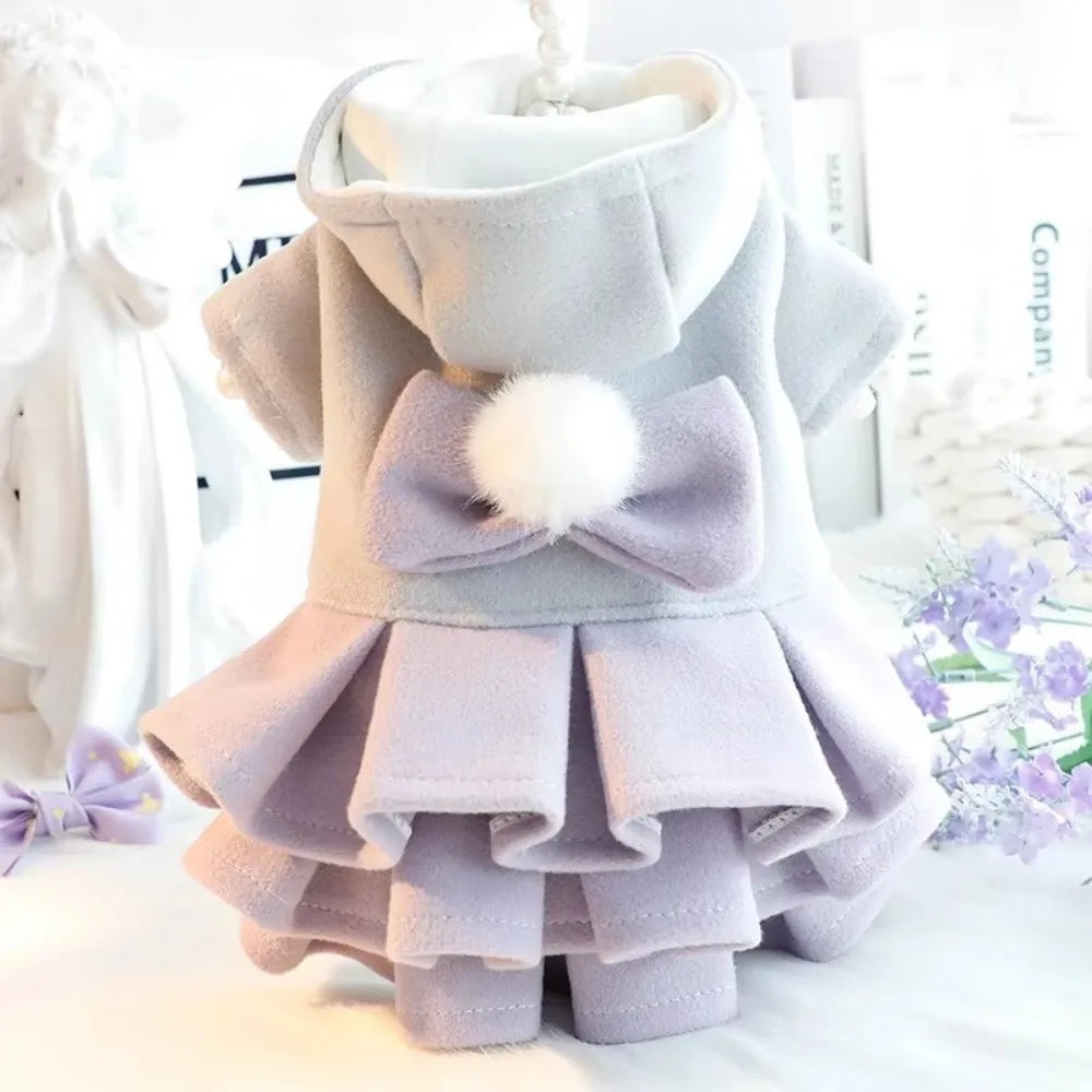 New Autumn Winter Outfit Pet Dog Clothes Woolen Teddy Bear Pet Coat Dog Dresses Tutu Skirt Cat Princess Skirt for Small Dogs