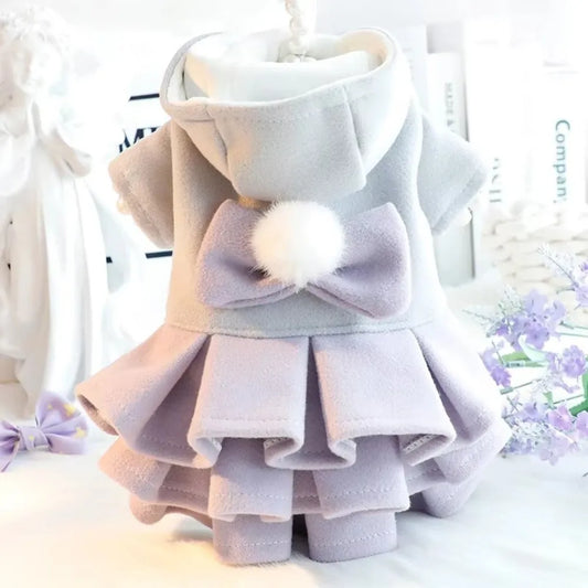 New Autumn Winter Outfit Pet Dog Clothes Woolen Teddy Bear Pet Coat Dog Dresses Tutu Skirt Cat Princess Skirt for Small Dogs