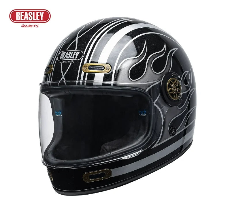 BEASLEY Retro Helmet Men's Women's Cruise Motorcycle Fiberglass Full Helmet Carbon Fiber Motorcycle Helmet DOT Certification