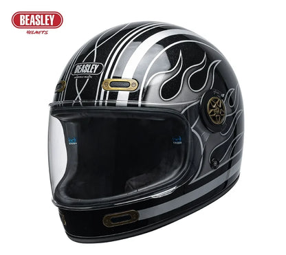 BEASLEY Retro Helmet Men's Women's Cruise Motorcycle Fiberglass Full Helmet Carbon Fiber Motorcycle Helmet DOT Certification