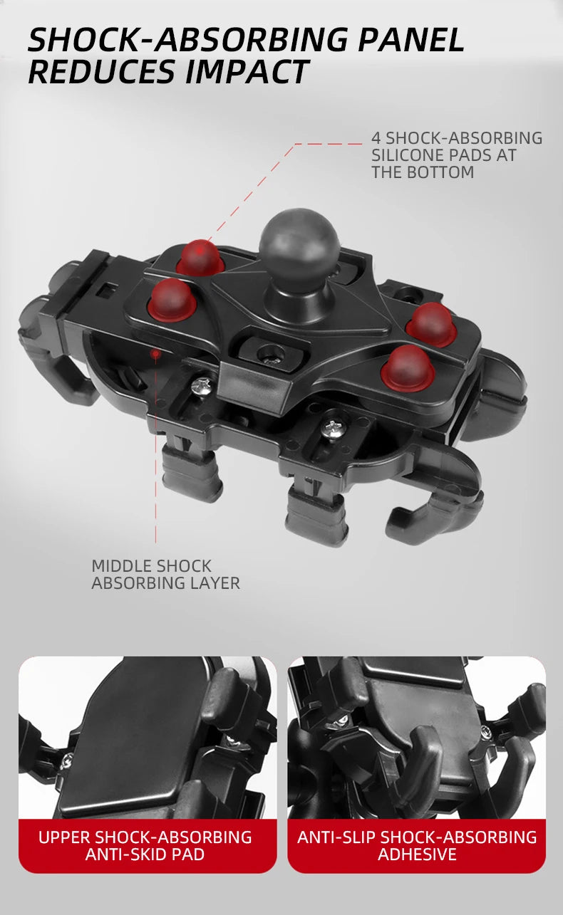 Mobile Phone Holder With Shock Absorber Module Adjustable at Any Angle for Motorcycle Scooter ATV bike Cell Phone Bracket