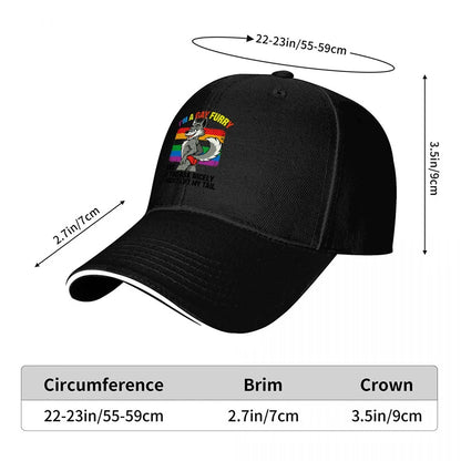 I AM A GAY FURRY PRIDE RAINBOW DRAGON DESIGN BASEBALL CAP BLACK ADJUSTABLE FIT UNISEX HAT LGBTQ+ FAN APPAREL