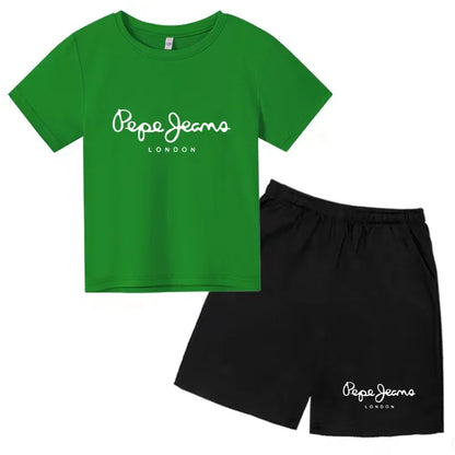 Kids Summer Fashion Casual Set - Boys Girls Toddler Clothes Charming Letter Print T-shirt with Short Sleeves And Shorts 3-12 Yea