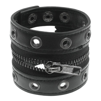 2025 Gothic Adjustable Pu Leather Bracelet Zipper Punk Rivet Wrap Bracelets Bangle Button Wristband Men Women Jewelry