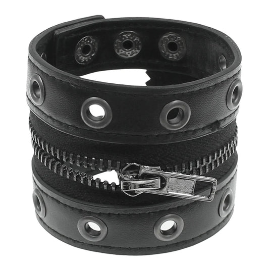 2025 Gothic Adjustable Pu Leather Bracelet Zipper Punk Rivet Wrap Bracelets Bangle Button Wristband Men Women Jewelry