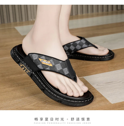Men's high-quality beach shoes summer outdoor casual flip-flops sandals soft-sole non-slip comfort fashion dual-purpose slippers