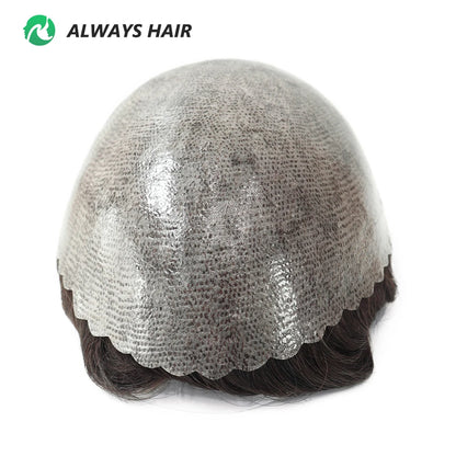 I SKIN Men's Capillary Prothesis 0.12-0.14mm Indian Human Hair 130% Hair Density Men Toupee 6x8 6x9 7x9 7x10 8x10 Size Wig Man
