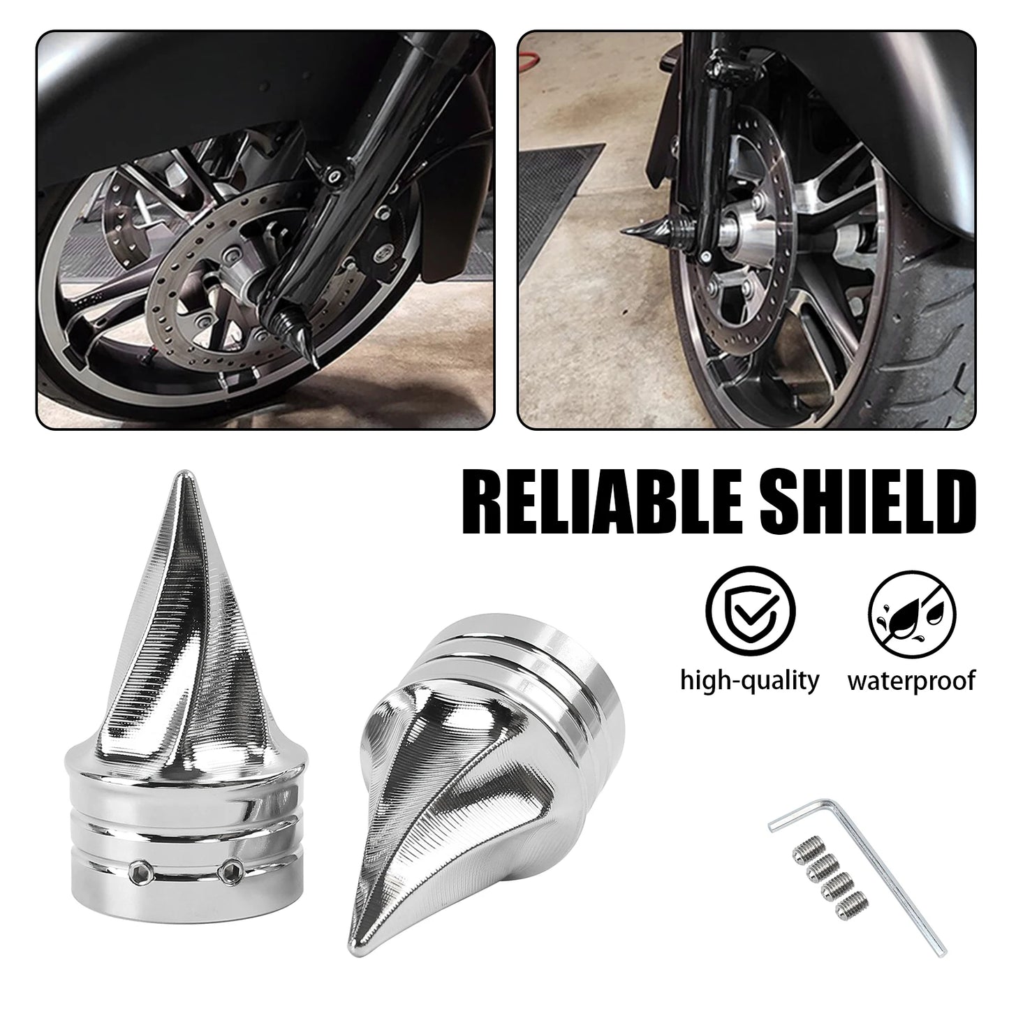 Motorcycle Front Twisted Axle Nut Covers Spike Axle Caps Fit For Harley Touring Sportster Dyna Street Glide Road King Road Glide