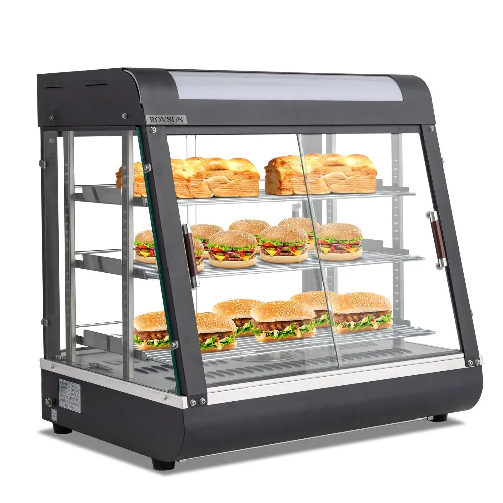 26" Pizza Warmer Commercial Food Warmer Display 3-Tier Electric Countertop 1200W