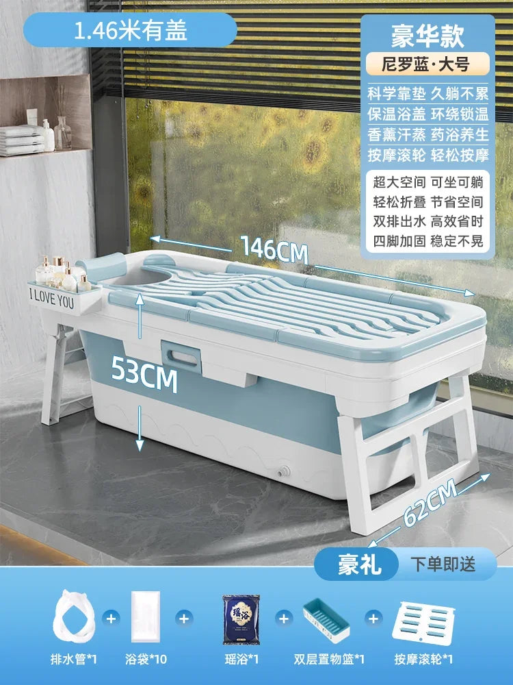 Portable Folding Bathtub for Adults hot Bath Spa Plastic Bathtubs Children Swimming pool Bucket Sauna Lid Cover House Bath Tub