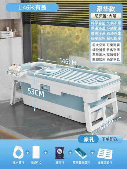 Portable Folding Bathtub for Adults hot Bath Spa Plastic Bathtubs Children Swimming pool Bucket Sauna Lid Cover House Bath Tub