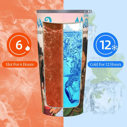 Moana and Pua Cartoon Movie Insulated Tumbler with Straws Stainless Steel Coffee Mugs Double Wall Car Bottle Cups 20oz
