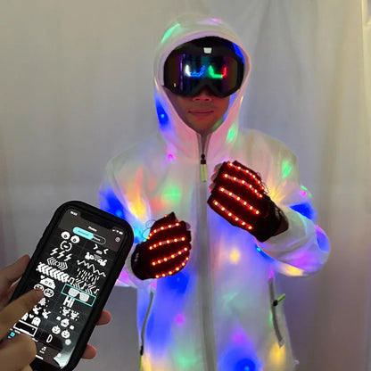 LED Bluetooth Goggles Halloween Christmas Disco Bar Neon Accessories Futuristic Luminous Glasses Bluetooth Diy LED Glasses