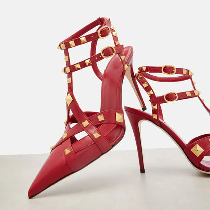2026 Summer New Rivet Women's Pointed Stiletto Sandals Sexy Fashion Party Women's High Heel Sandals