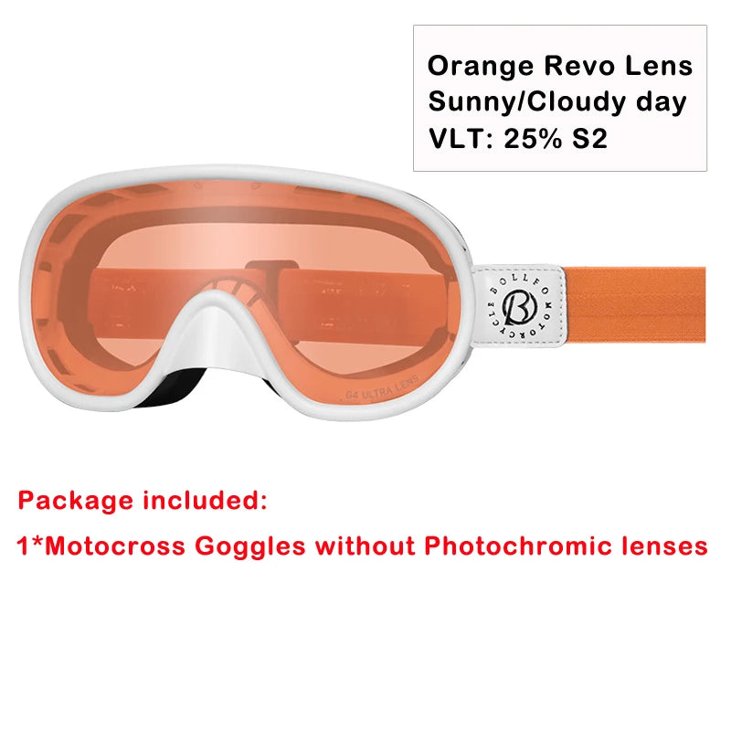 Vintage Motorcycle Goggles Over Glasses Photochromic UV400 Dirt Bike Goggles for Men Women Dual-Cycle Defogging Racing Glasses