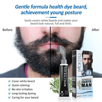 Hair Dye Cream Black Beard Dye Cream For Men Permanent Plant Beard Dye Shampoo Fast Cover White Grey Beard Hair Care