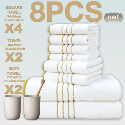 8pcs Luxury Hotel High Quality Cotton Bath Towel Set, Including Soft  Absorbent Quick-Drying Set, Suitable for Bathroom.