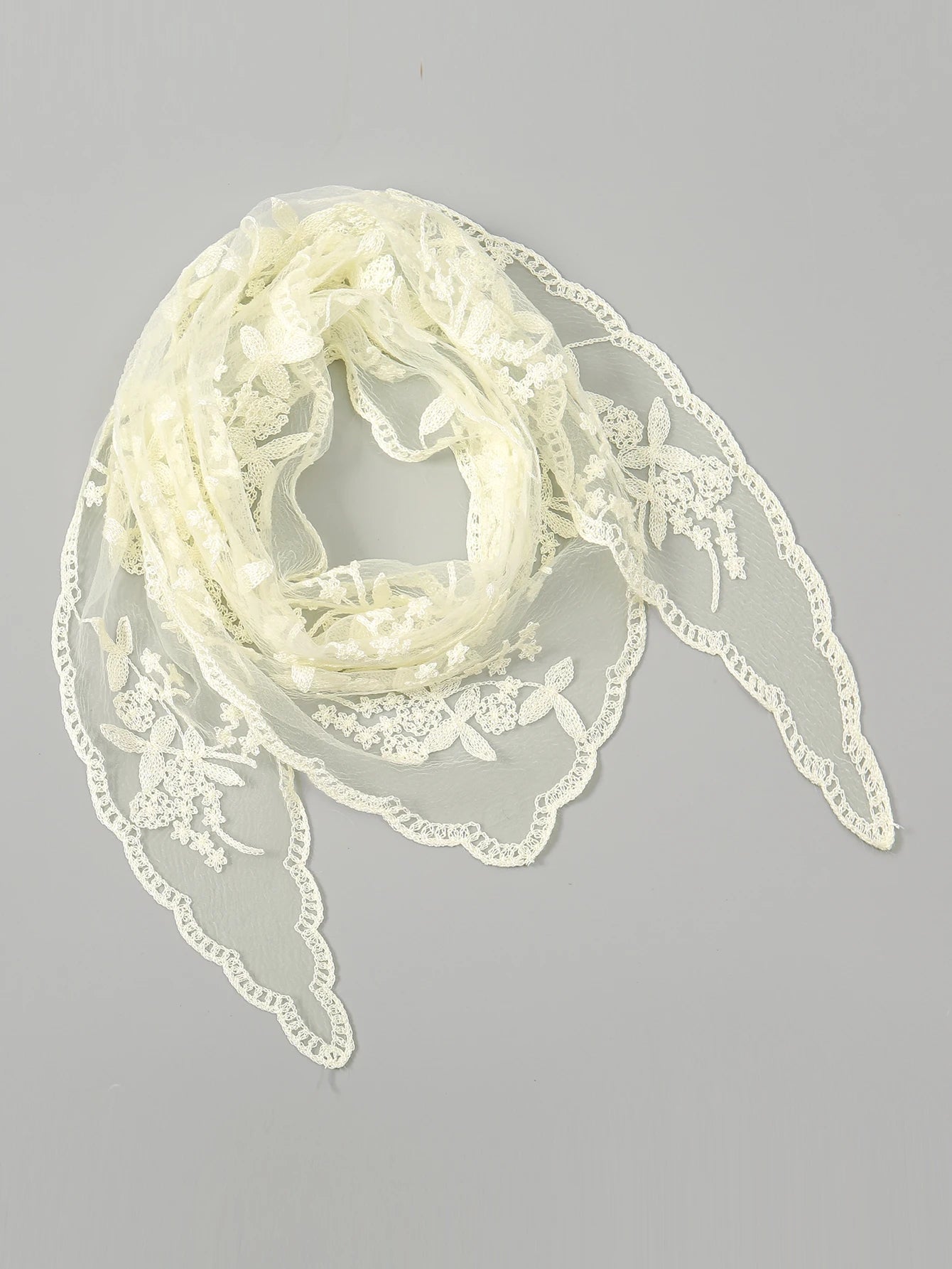 Wholesale French Lace Triangle Scarf Embroidered Flower Lace Scarf Small Shawl Crochet Head Scarf Headwraps Bandana For Women