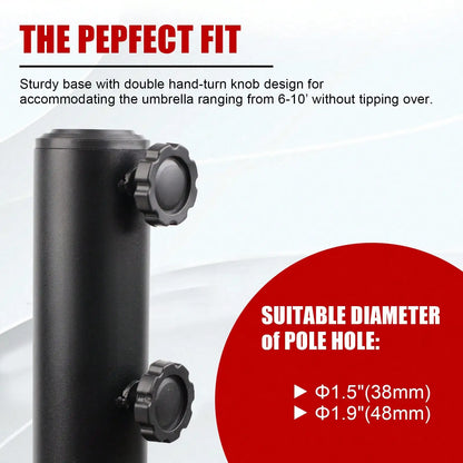 50LBS Round Umbrella Base Water Filled With Steel Umbrella Holder, Heavy Duty Fillable Umbrella Base Stand For Outdoor, Patio, L