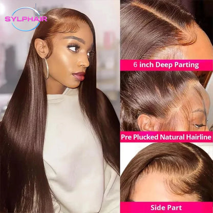 13x4 Chocolate Brown Lace Front Wigs Human Hair For Women 13x6 Hd Straight Lace Frontal Wig 4x4 5x5 Closure Human Hair Wig