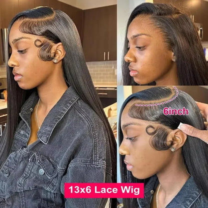 Straight HHair Wigs 13x6 HD Lace Frontal Wigs Brazilian Bone Straight Lace Frontal Human Hair Wigs For Women