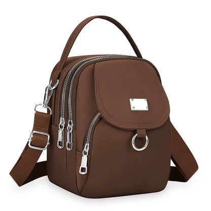 Lightweight Nylon Women's Crossbody Bag, Casual Mini Handbag with Multiple Zip Pouch, Chic Design Shoulder Bag for Everyday Use