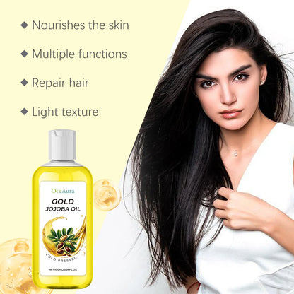 Organic Jojoba Oil for Hair Growth Products Strengthening Hair Smoothing Cold-Pressed Vitamin C Jojoba Oil for Face Moisturizer