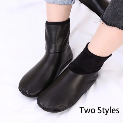 1/3/5Pairs High Elasticity Balck New Muslim Prayer Wear Socks High Quality PU Warm Leather Unisex General Floor Carpet Sock