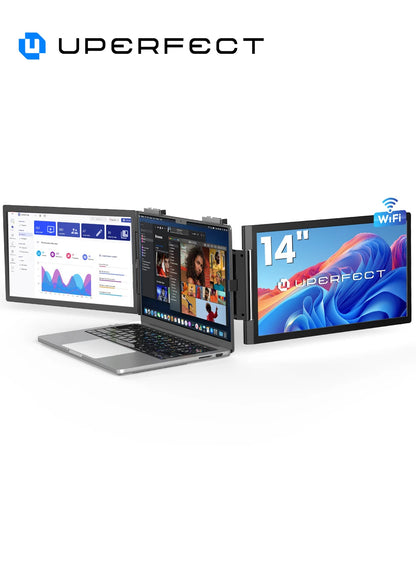 UPERFECT UFree Z14 Pro Wireless Triple Portable Monitor 14" Laptop Screen Extender with Stand /Sleeve Support AirPlay Miracast