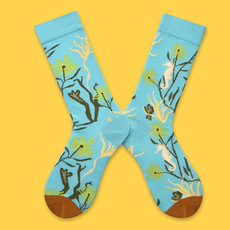 2024 Autumn and winter new socks female French plant series in high tide women's socks  designer socks