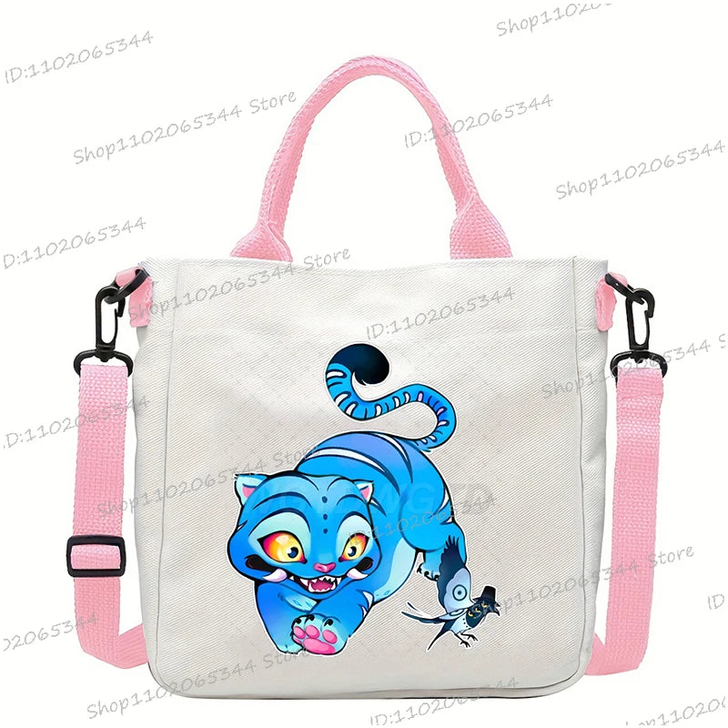 Y2K Anime Cartoon Print Women Canvas Strap Shoulder Bag Fashion Cartoon Anime Crossbody Bags Student Teenage Handbags