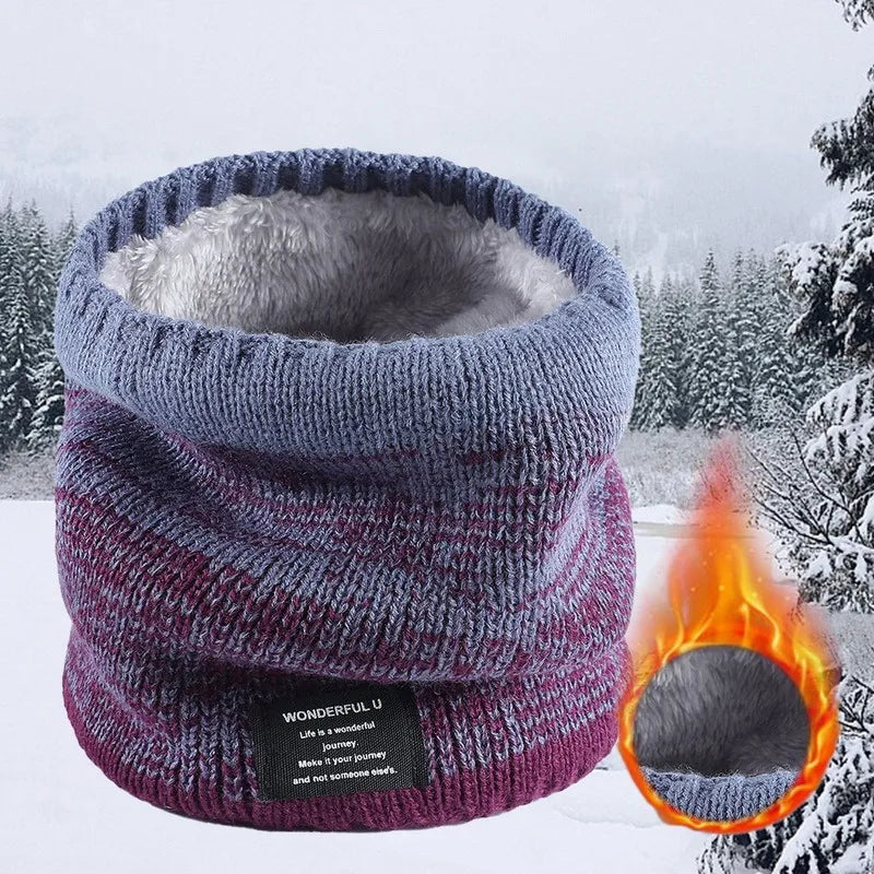 Winter Scarf for Men Fleece Ring Bandana Knitted Warm Solid Scarf Women Neck Warmer Thick Cashmere Hot Handkerchief Ski Mask