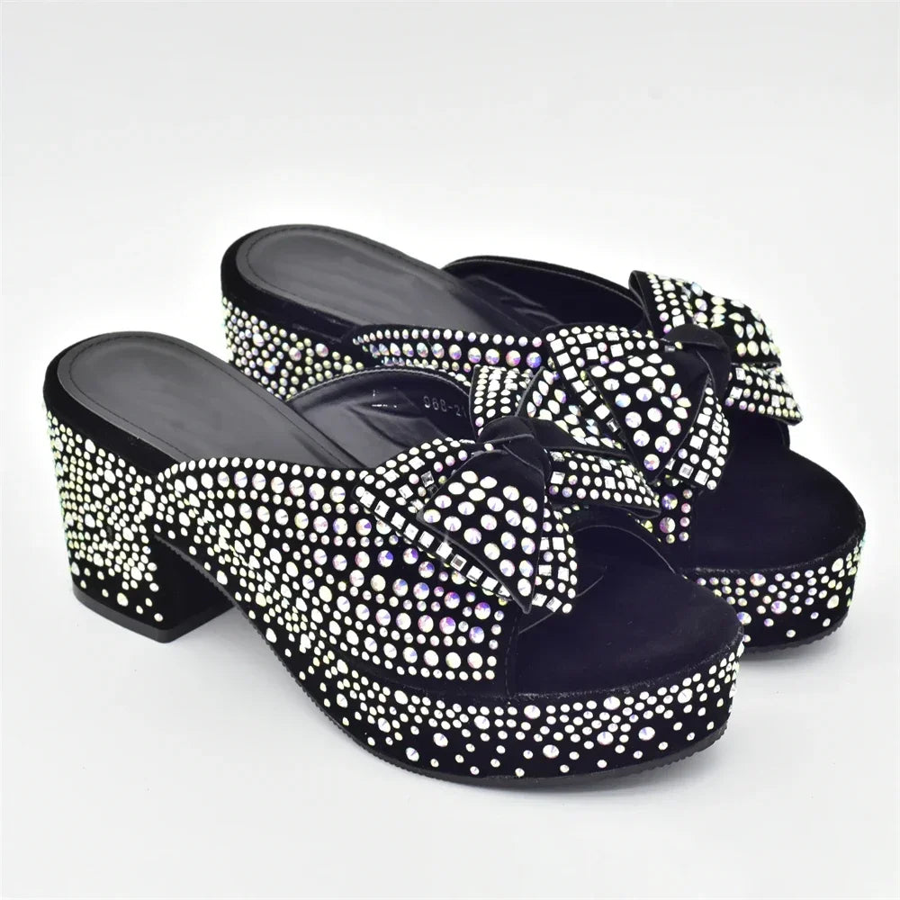 New Arrival Shoes and Bags Set for Women 2025 Women Shoe and Bag Set Decorated with Rhinestone Elegant Woman Heeled Pumps