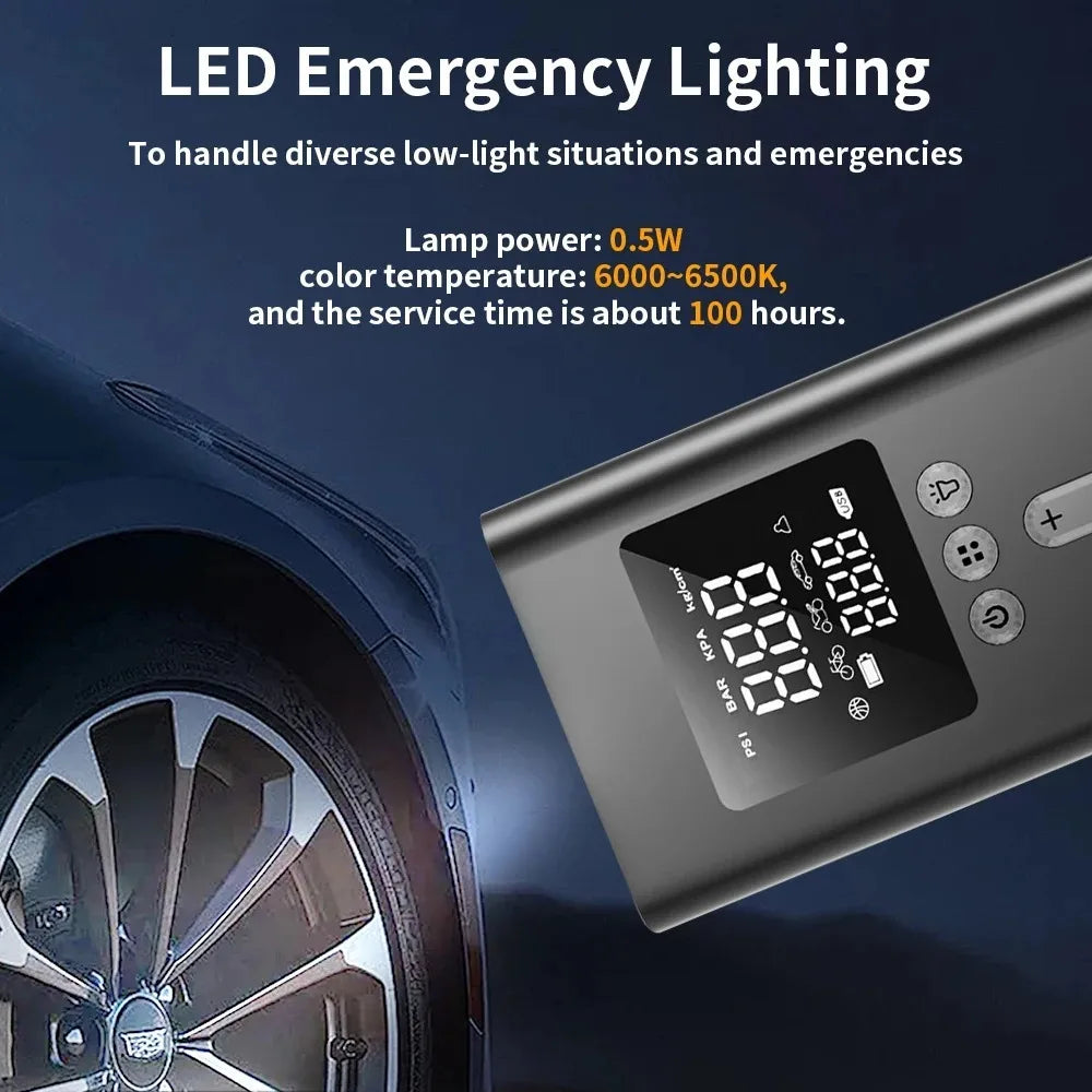 4 IN1 Car Jump Starter with Tire Inflator, 3000A Jump Starter Power Bank with 150PSI Air Pump Auto Air Compressor, LED Light
