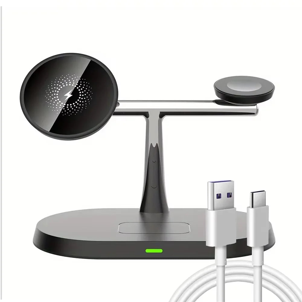 3 In 1 Magnetic Wireless Charger Stand Fast Charging Dock Station for iPhone 17/16/15/14 Pro Max, Apple Watch 8/7/6, AirPods Pro