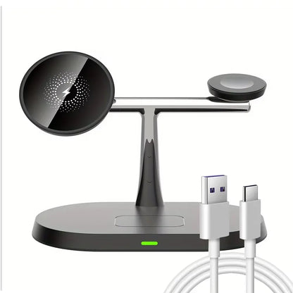 3 In 1 Magnetic Wireless Charger Stand Fast Charging Dock Station for iPhone 17/16/15/14 Pro Max, Apple Watch 8/7/6, AirPods Pro