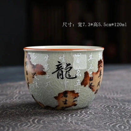 Vintage Teapot Ceramic Dragon Tea Kettles Home Office Kungfu Teaware Cups Set Chinese Tea Infuser Handmade Teacups