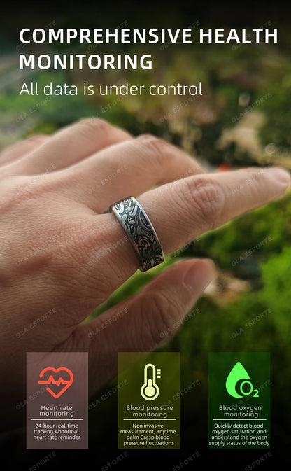2025 New Smart Ring Men's and Women's Heart Rate Oximetry Sleep Monitor IP68, Multi-Sport Modes Finger Rings for Android and i0s